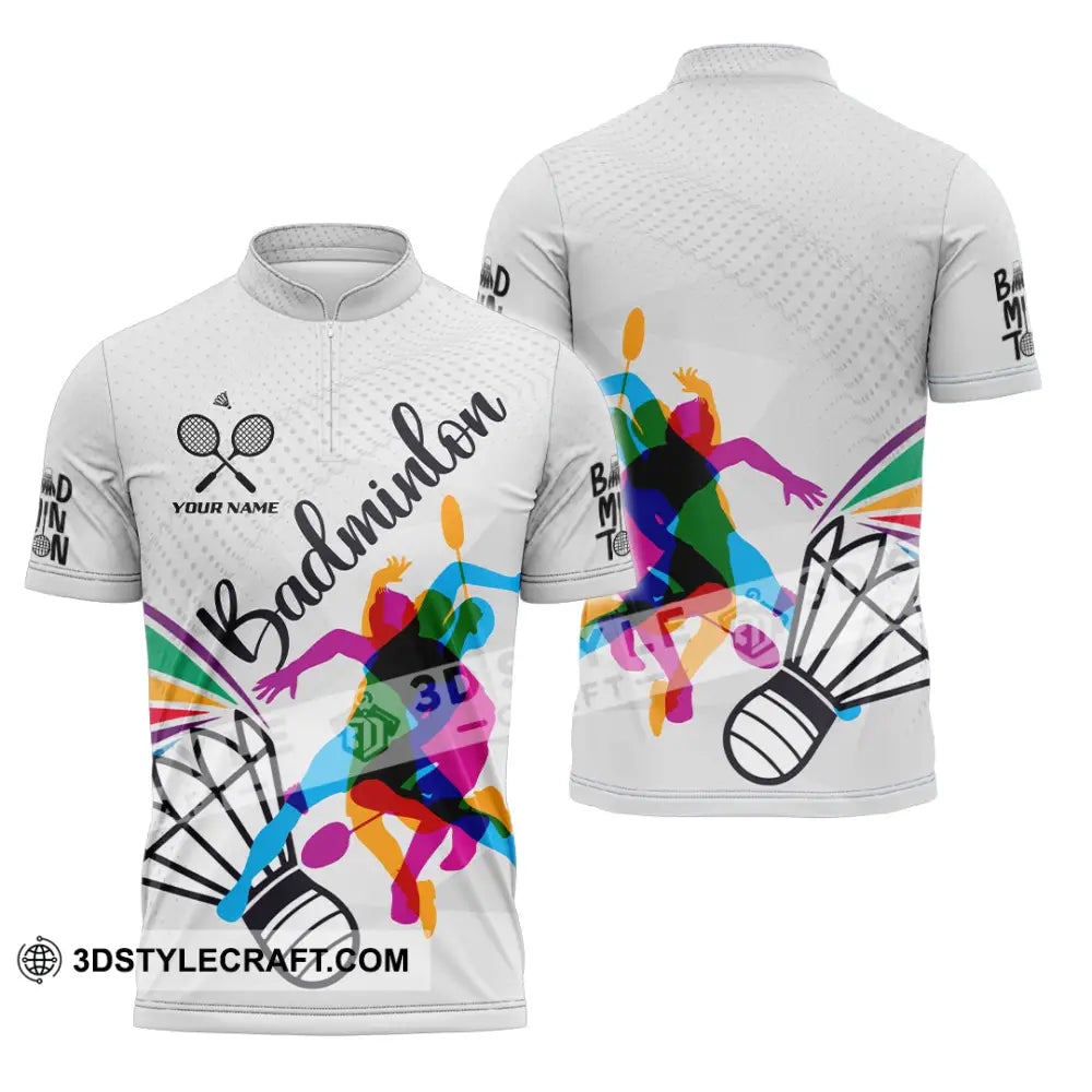 Unisex Shirt - Custom Badminton 3D Shirt Zipper Polo Shirt / S T-shirt