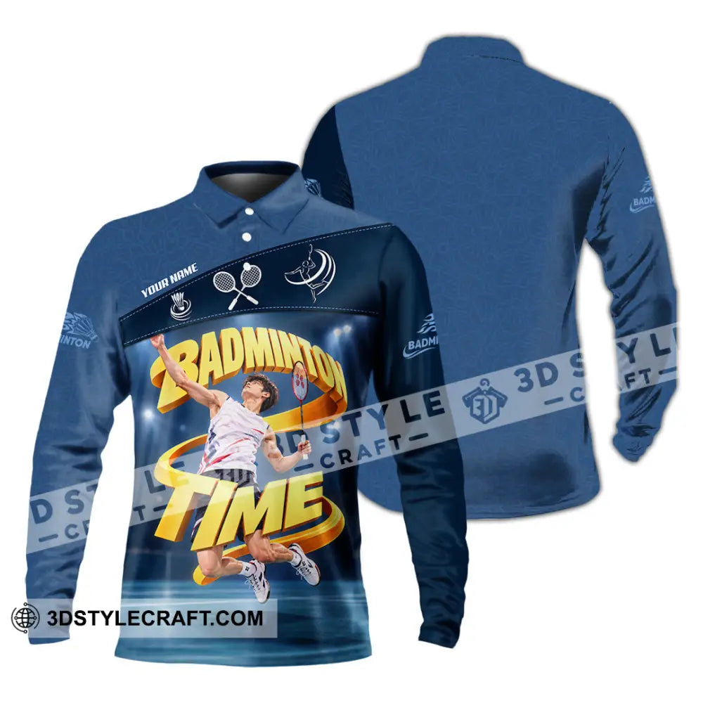 Unisex Shirt - Custom Badminton Time Shirt - Long Sleeve Polo / S - T-shirt