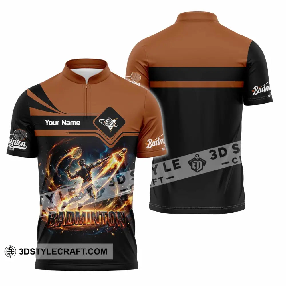 Unisex Shirt - Custom Badminton Shirt - Zipper Polo Shirt / S - T-shirt