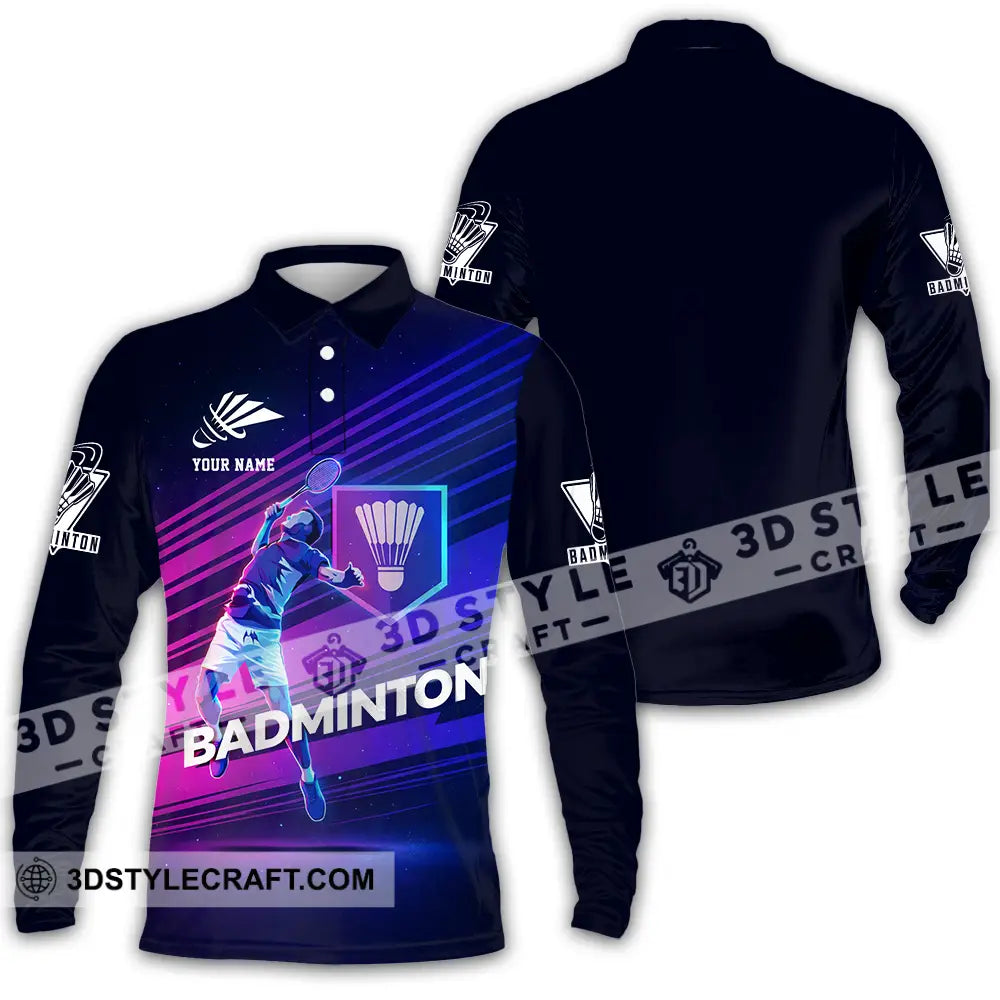 Unisex Shirt - Custom Badminton3D Shirt Long Sleeve Polo / S T-shirt