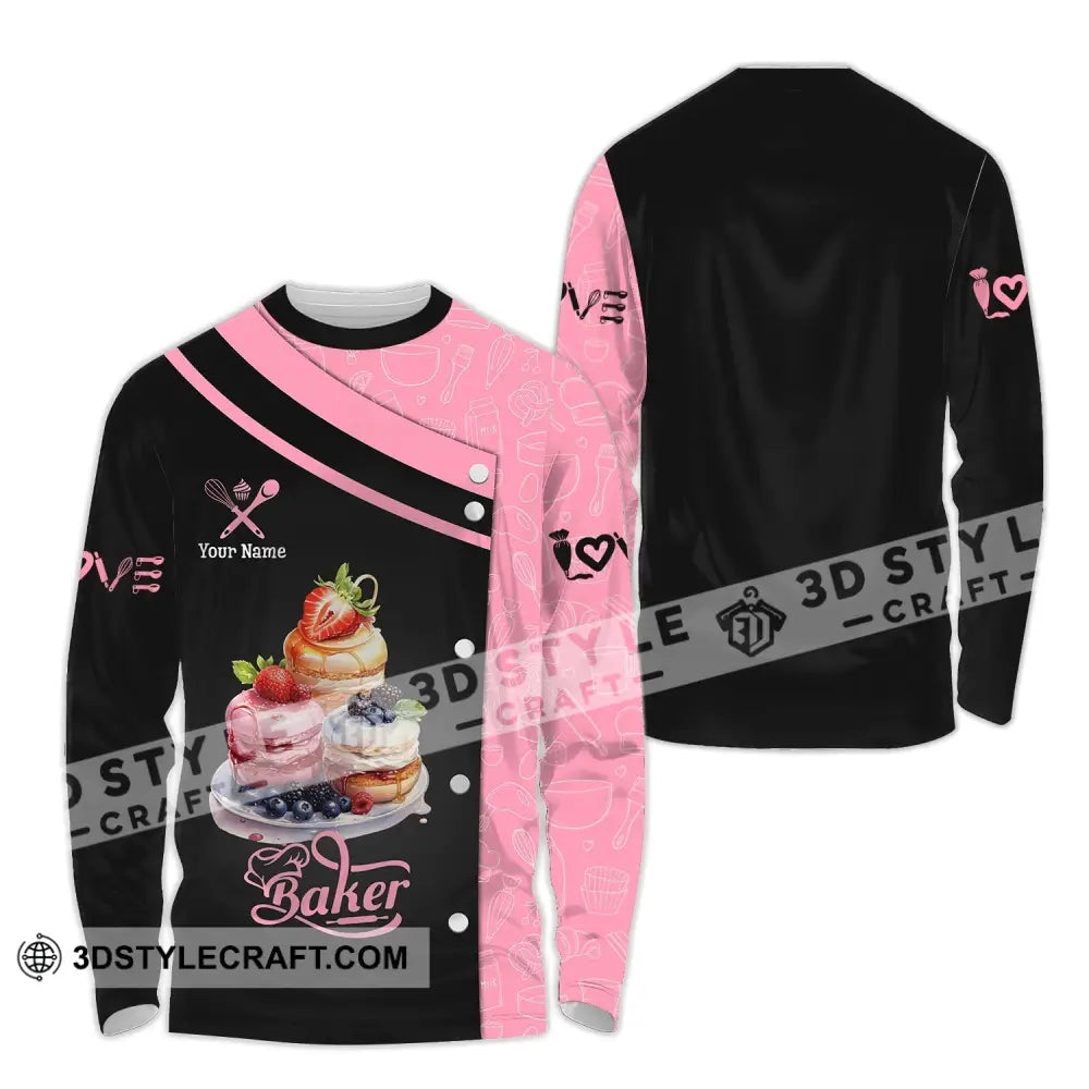 Unisex Shirt - Custom Baker Name Sweet Cake Long Sleeve / S T-Shirt