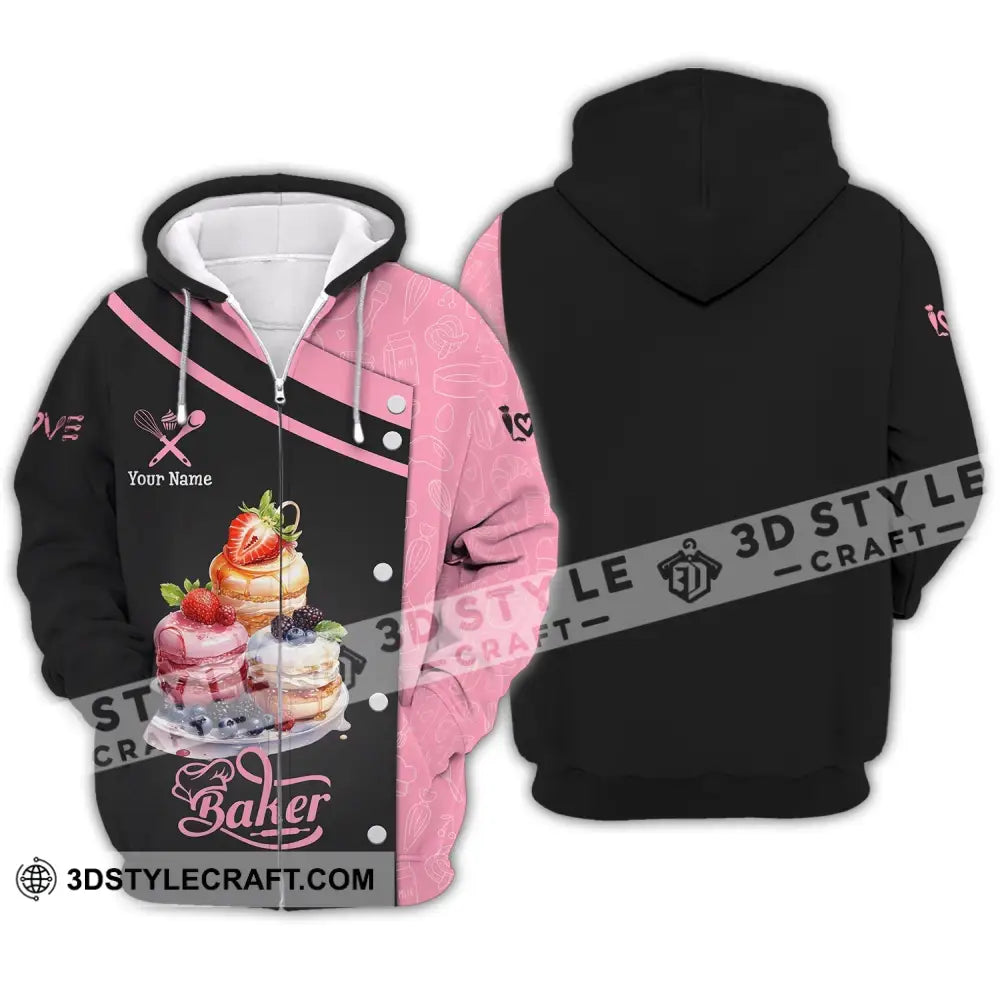 Unisex Shirt - Custom Baker Name Sweet Cake Zipper Hoodie / S T-Shirt