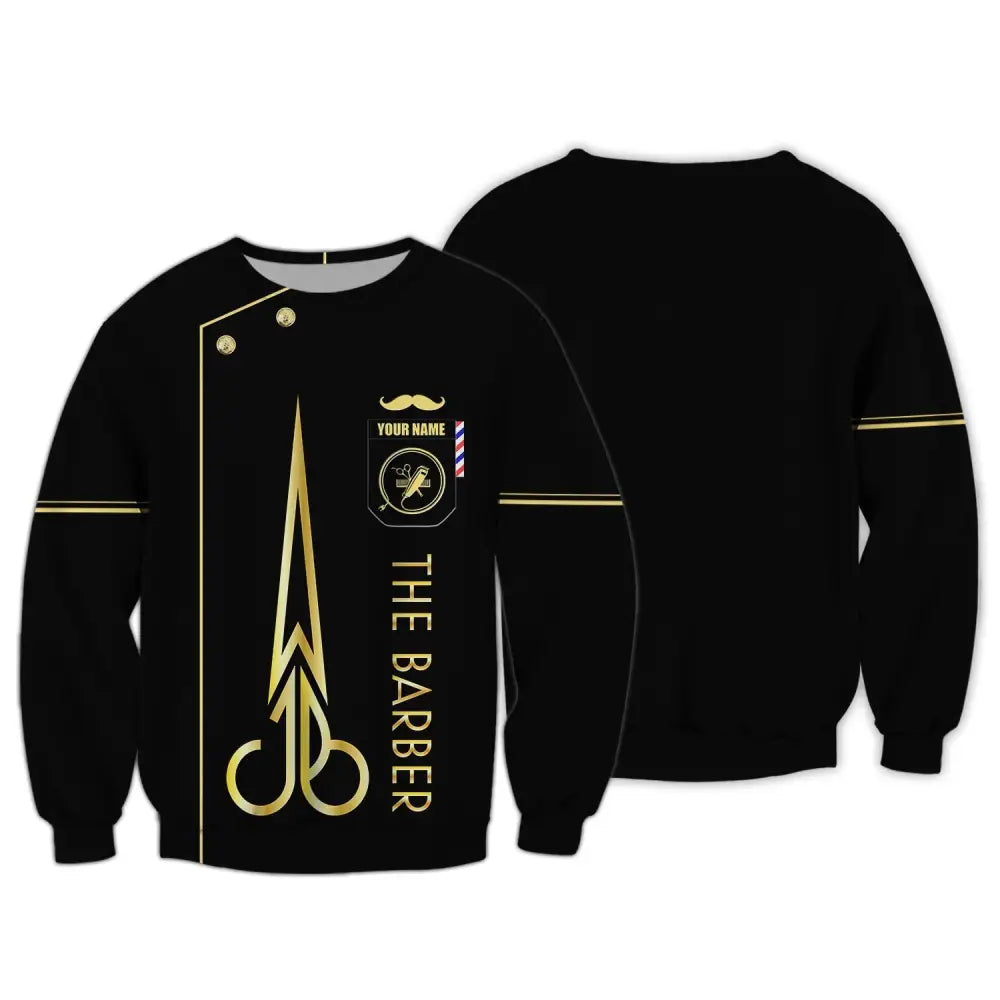 Unisex Shirt Custom Barber Personalized Name For Hairstylists Long Sleeve / S T-Shirt