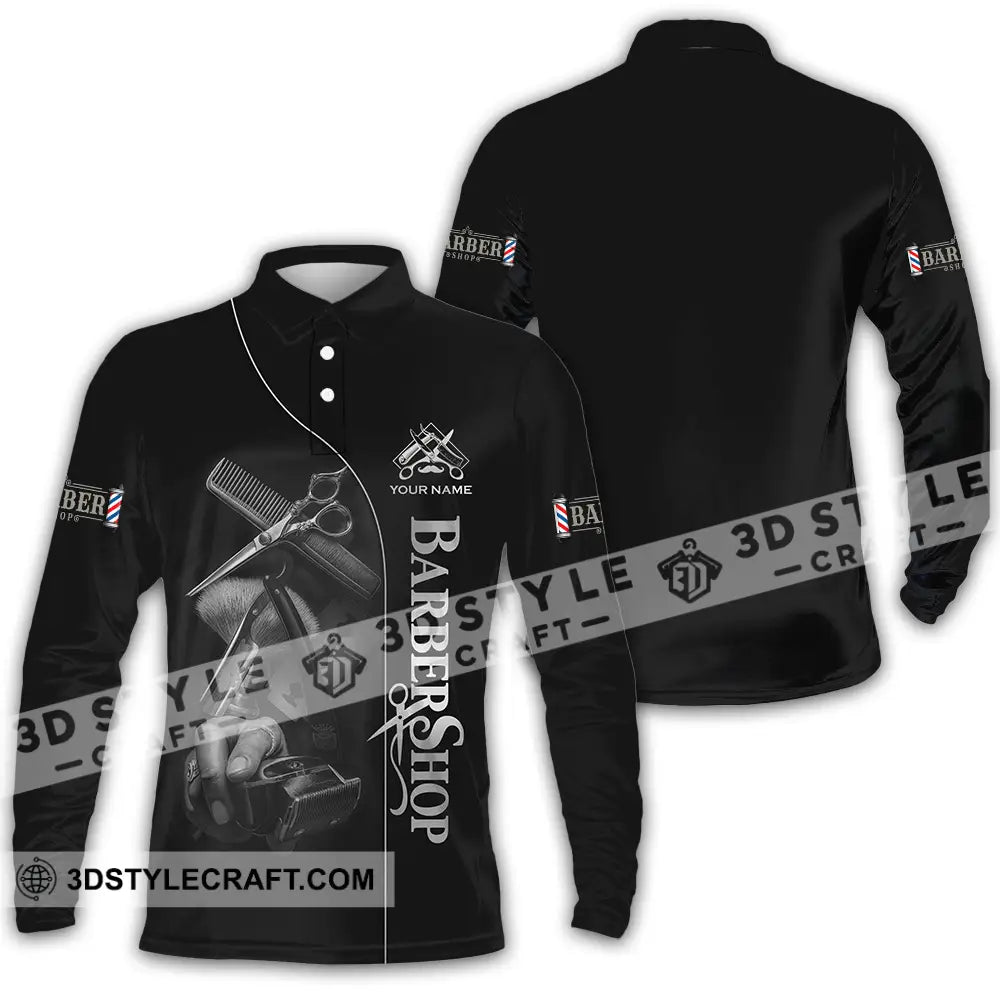 Unisex Shirt Custom Barber Shop Shirt Long Sleeve Polo / S T shirt