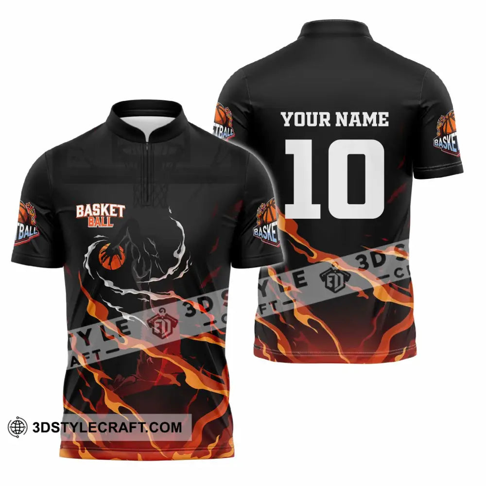 Unisex Shirt - Custom Basketball 3D Shirt Zipper Polo Shirt / S T-shirt