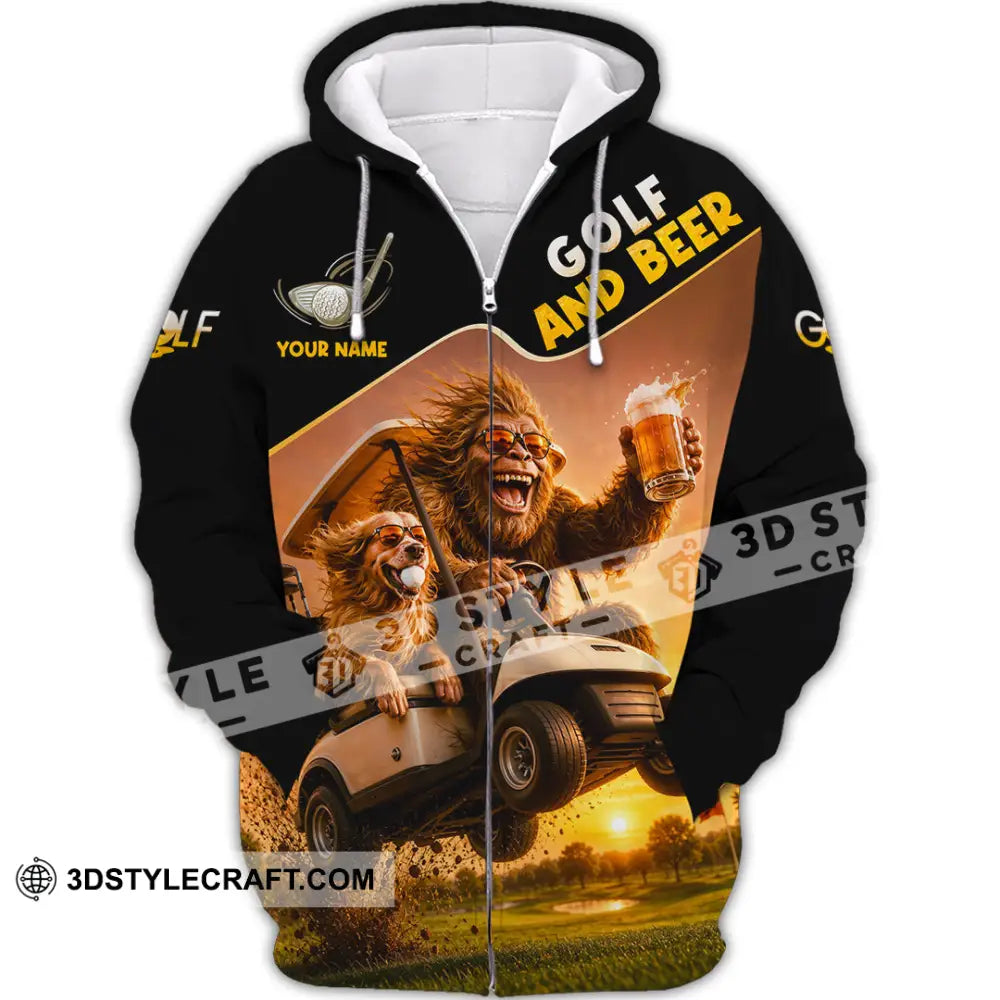 Unisex Shirt - Custom Beer And Golf Shirt - Zipper Hoodie / S - T-shirt