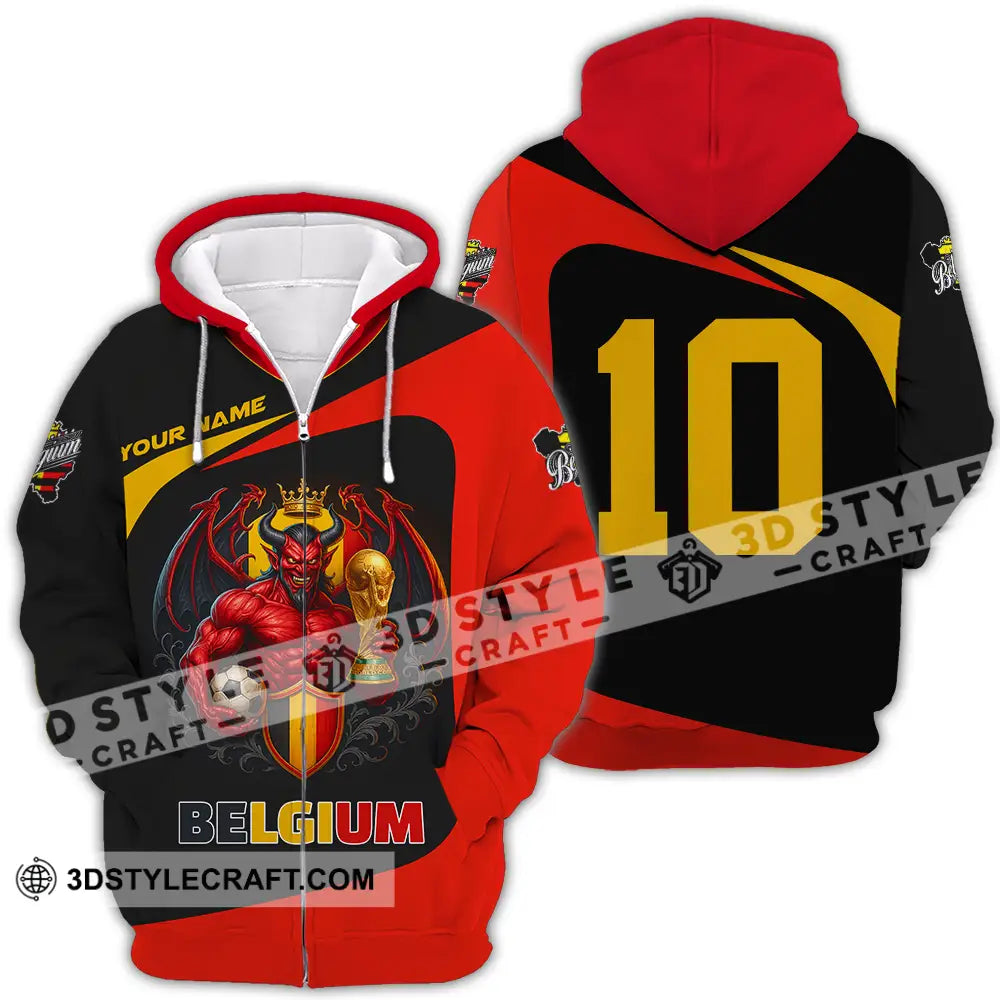 Unisex Shirt - Custom Belgium 3D Shirt Zipper Hoodie / S T-shirt