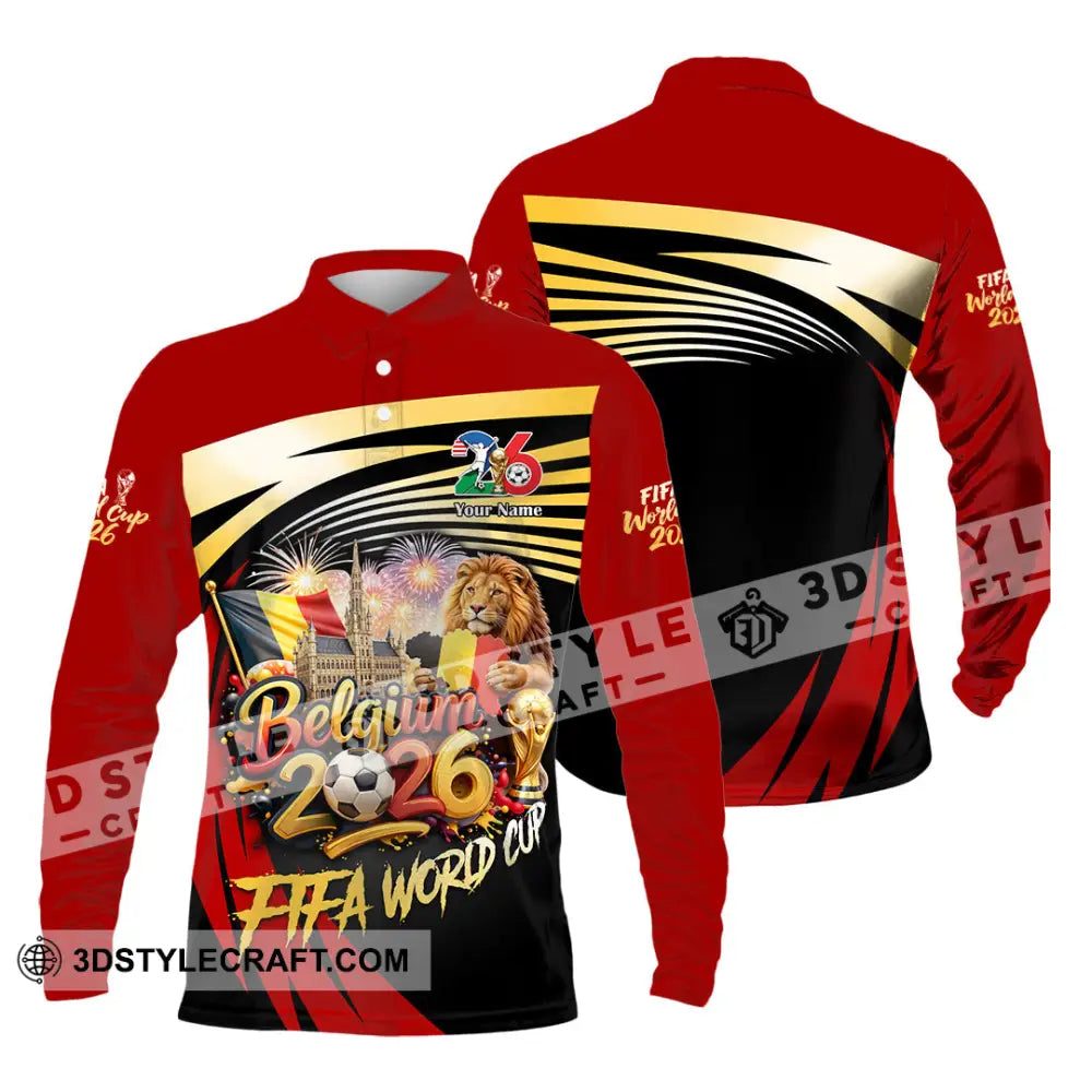 Unisex Shirt - Custom Belgium Fifa World Cup 2026 3D Shirt Long Sleeve Polo / S T-shirt