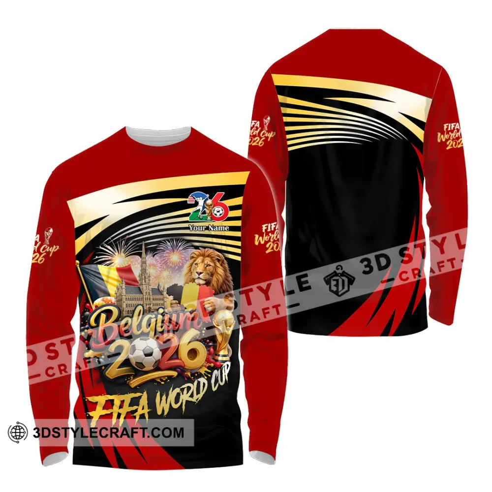 Unisex Shirt - Custom Belgium Fifa World Cup 2026 3D Shirt Long Sleeve Shirt / S T-shirt