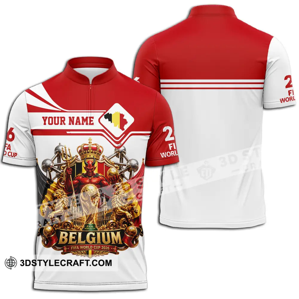 Unisex Shirt - Custom Belgium World Cup 2026 Shirt - Zipper Polo Shirt / S - T-shirt