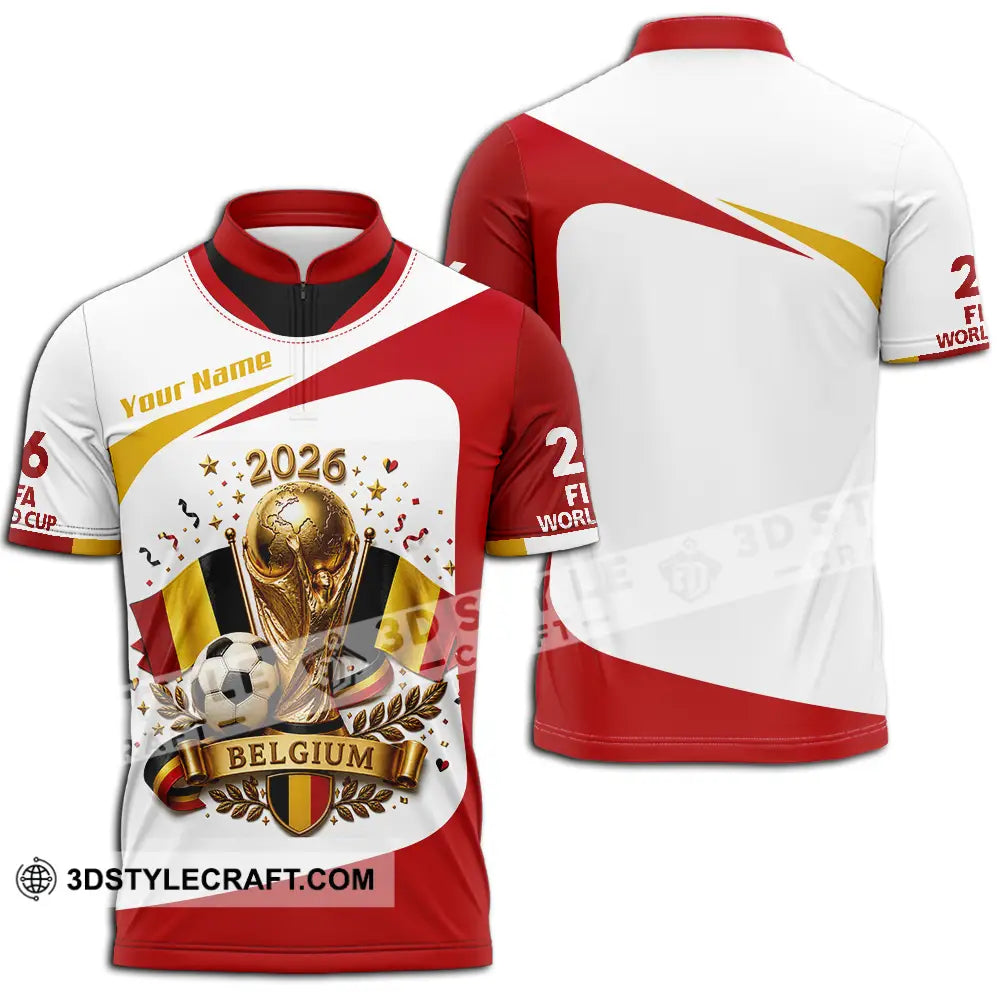 Unisex Shirt - Custom Belgium World Cup 2026 Shirt - Zipper Polo Shirt / S - T-shirt