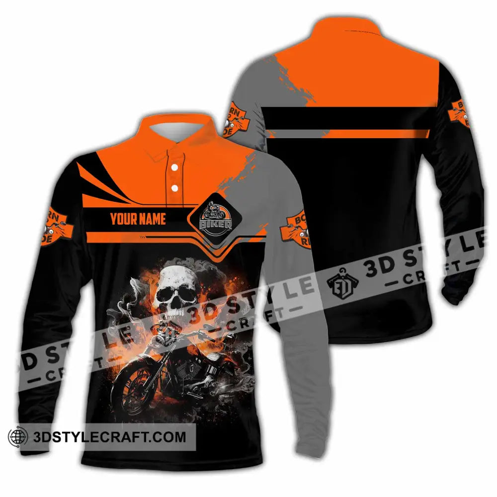 Unisex Shirt - Custom Biker 3D Shirt Long Sleeve Polo / S T-shirt