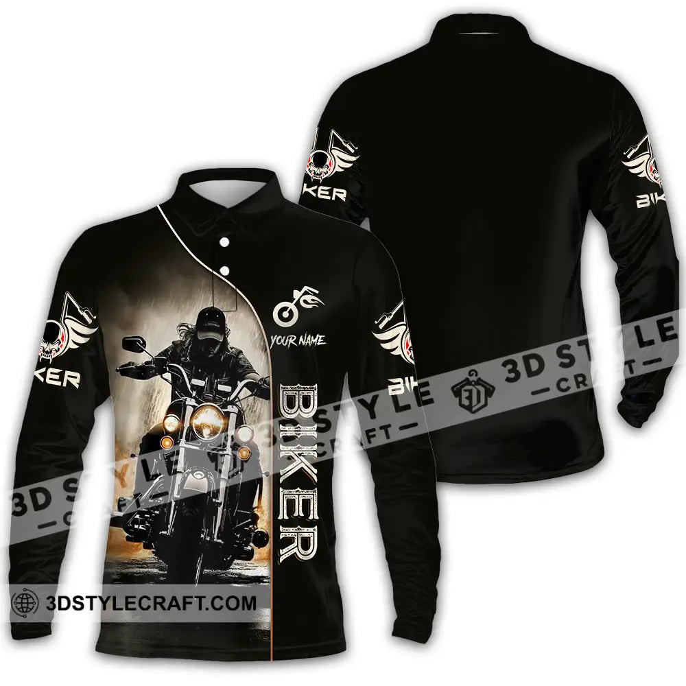 Unisex Shirt - Custom Biker 3D Shirt - Long Sleeve Polo / S - T-shirt