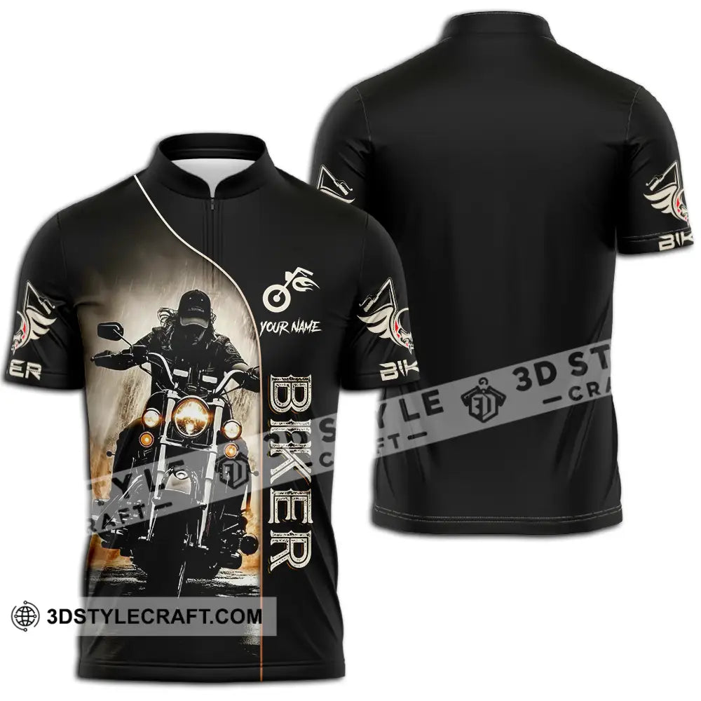 Unisex Shirt - Custom Biker 3D Shirt - Zipper Polo Shirt / S - T-shirt