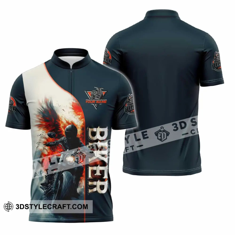 Unisex Shirt - Custom Biker 3D Shirt Zipper Polo Shirt / S T-shirt