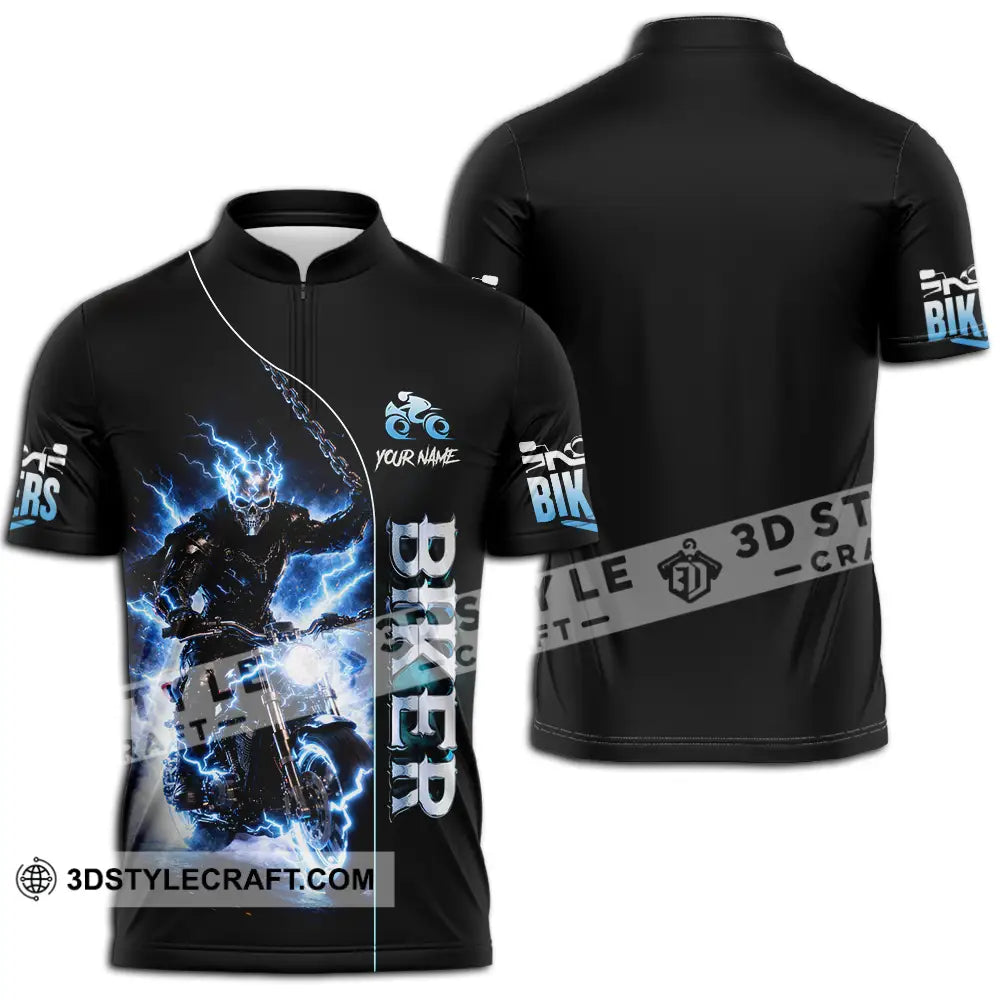 Unisex Shirt - Custom Biker 3D Shirt Zipper Polo Shirt / S T-shirt