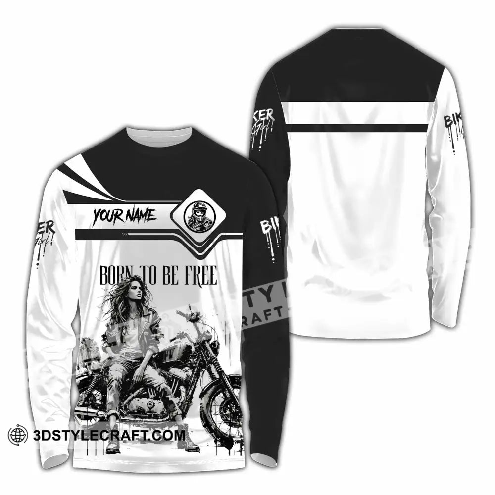 Unisex Shirt - Custom Biker Born To Be Free 3D Shirt - Long Sleeve Shirt / S - T-shirt