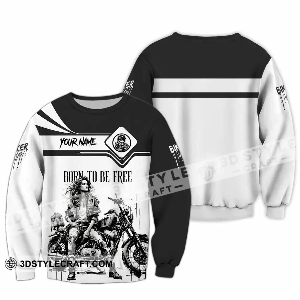 Unisex Shirt - Custom Biker Born To Be Free 3D Shirt - Long Sleeve / S - T-shirt