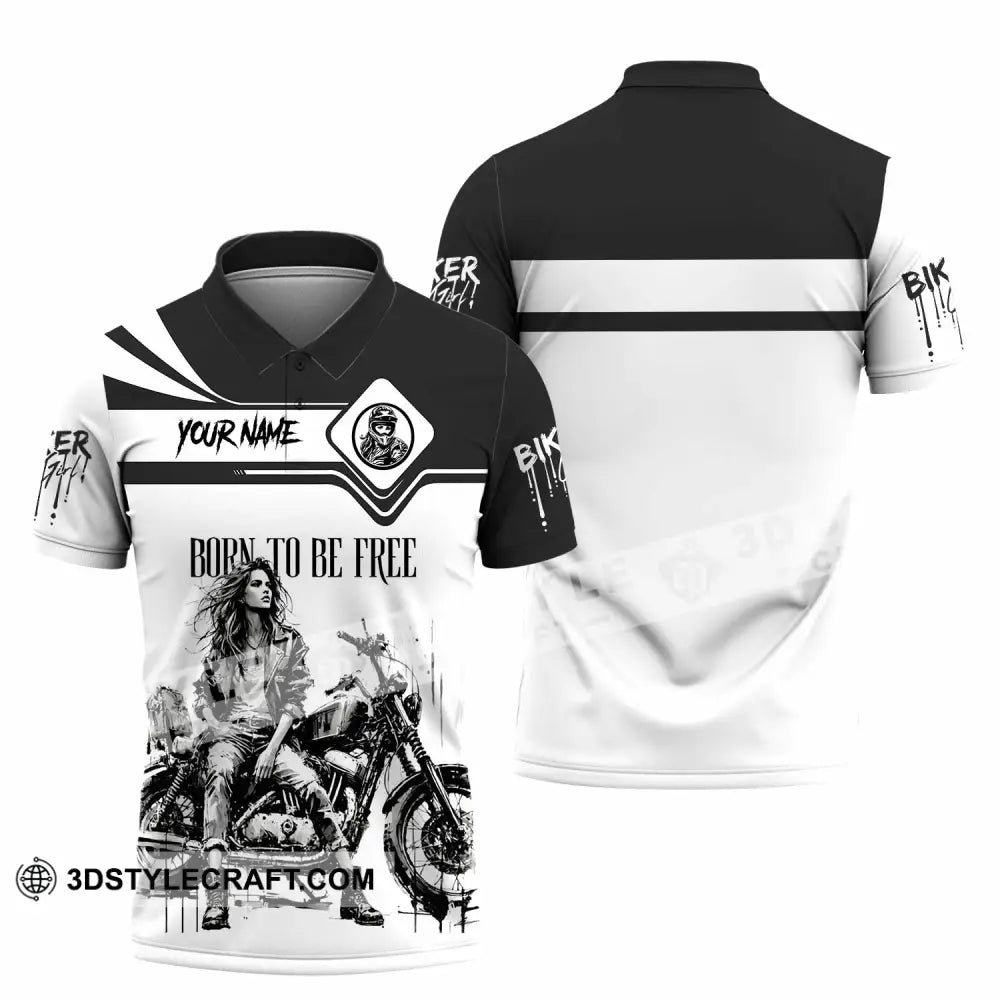 Unisex Shirt - Custom Biker Born To Be Free 3D Shirt - Polo Shirt / S - T-shirt