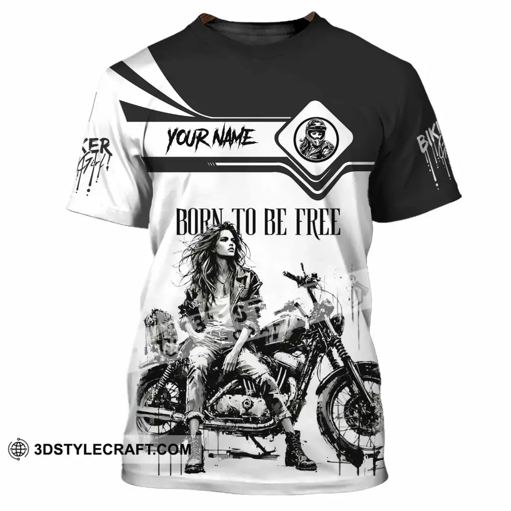 Unisex Shirt - Custom Biker Born To Be Free 3D Shirt - T-Shirt / S - T-shirt