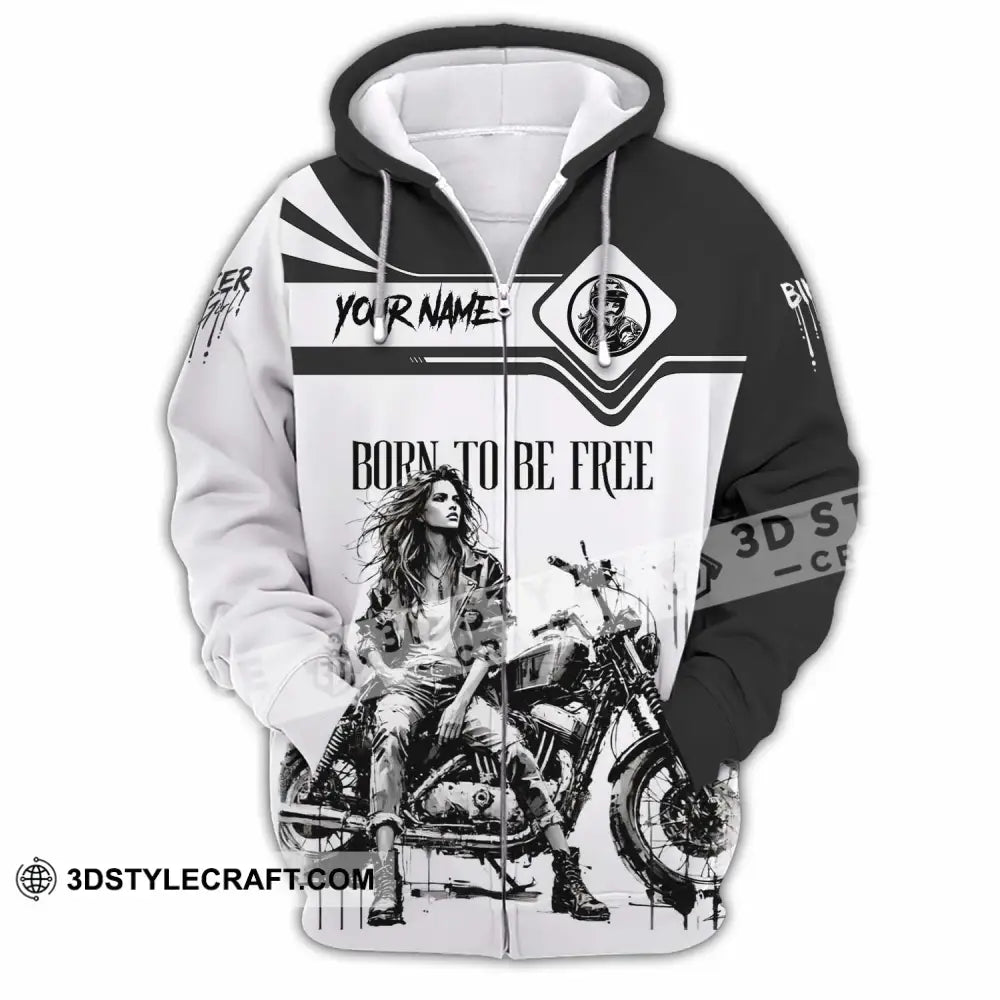 Unisex Shirt - Custom Biker Born To Be Free 3D Shirt - Zipper Hoodie / S - T-shirt