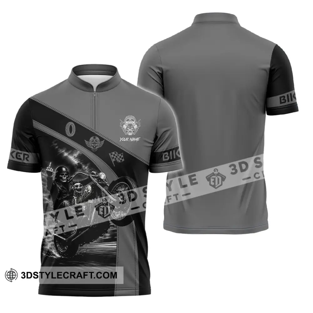 Unisex Shirt - Custom Biker Shirt - Zipper Polo Shirt / S - T-shirt