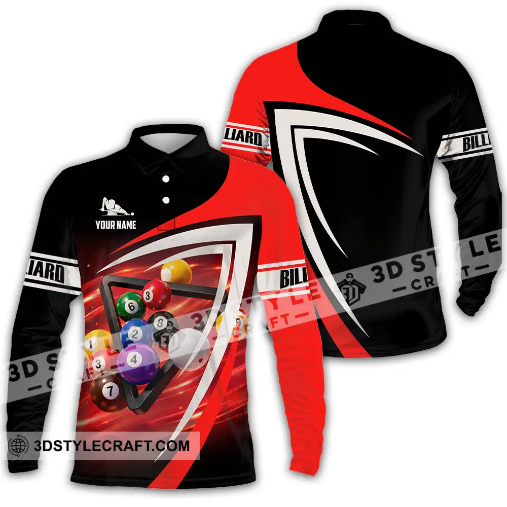 Unisex Shirt - Custom Billiard 3D Shirt Long Sleeve Polo / S T-shirt