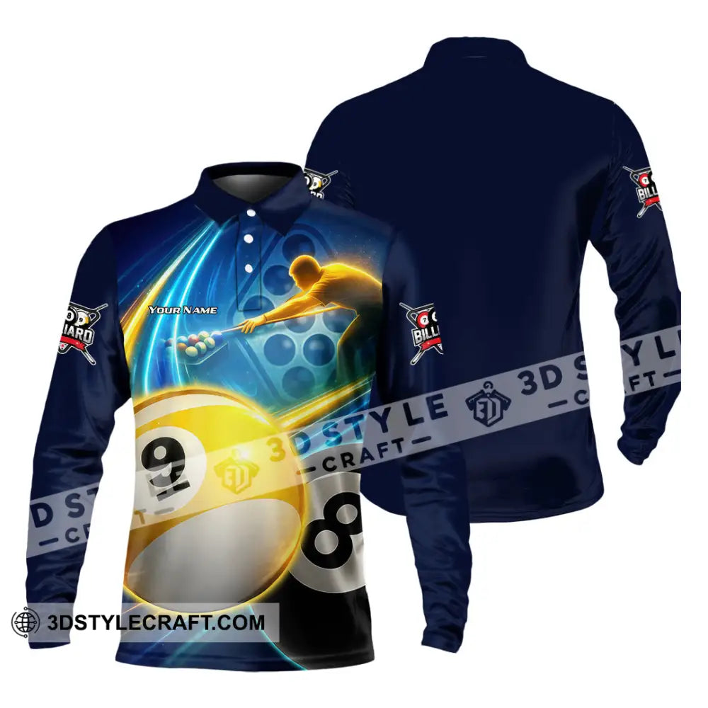 Unisex Shirt - Custom Billiard 3D Shirt Long Sleeve Polo / S T-shirt