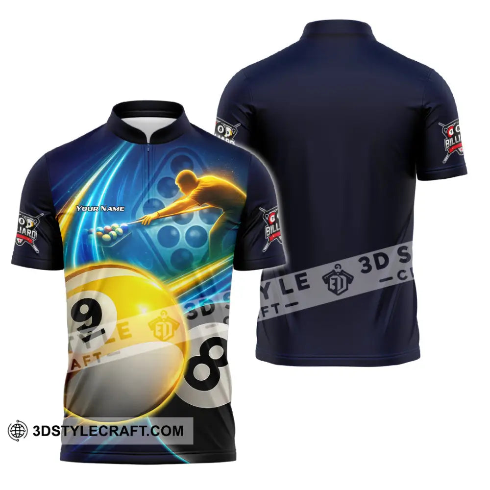 Unisex Shirt - Custom Billiard 3D Shirt Zipper Polo Shirt / S T-shirt