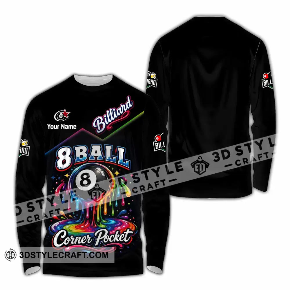 Unisex Shirt - Custom Billiard 8 Ball Shirt - Long Sleeve Shirt / S - T-shirt