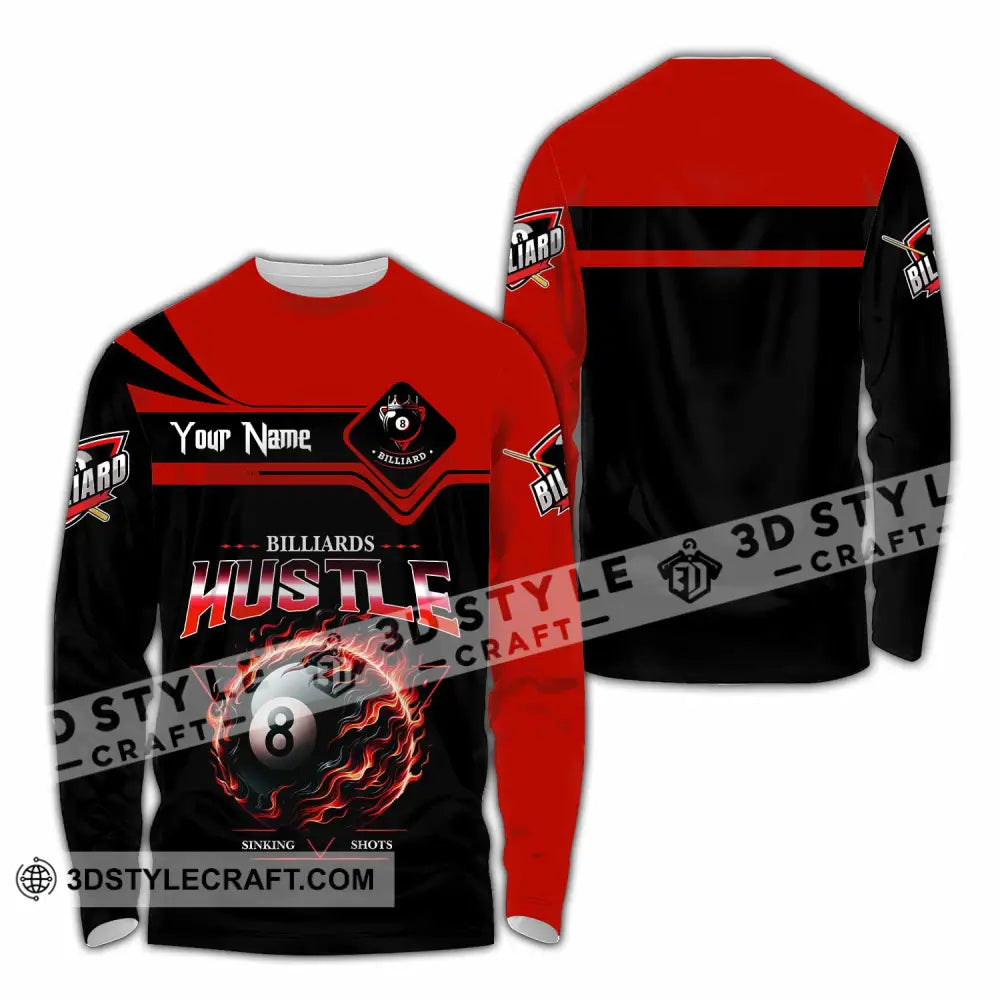 Unisex Shirt - Custom Billiards Hustle Sinking Shot Sport Shirt Long Sleeve Shirt / S T-shirt
