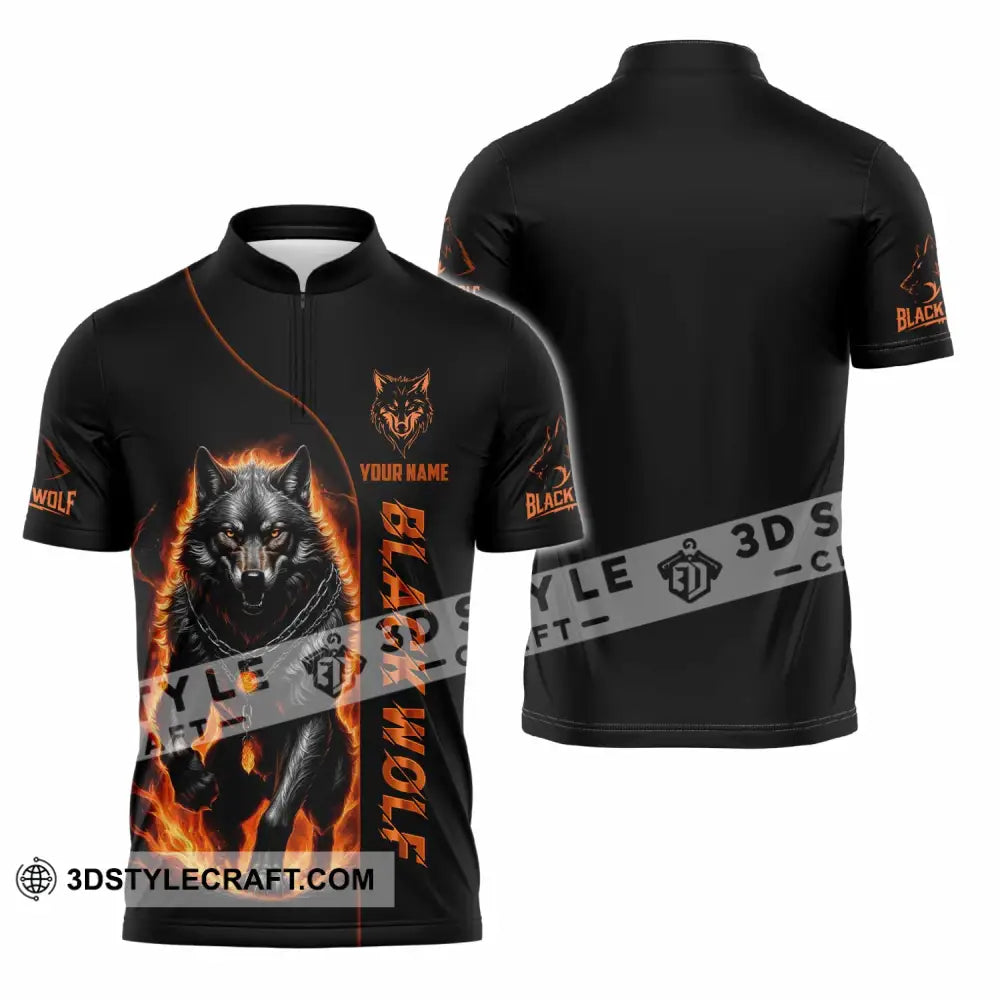 Unisex Shirt - Custom Black Wolf Shirt Zipper Polo Shirt / S T-shirt