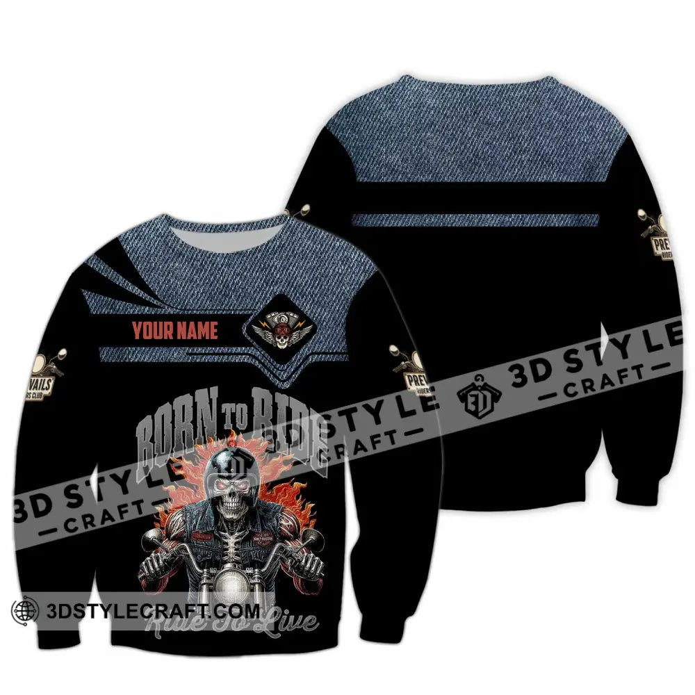 Unisex Shirt - Custom Born To Ride 3D Shirt Long Sleeve / S T-shirt