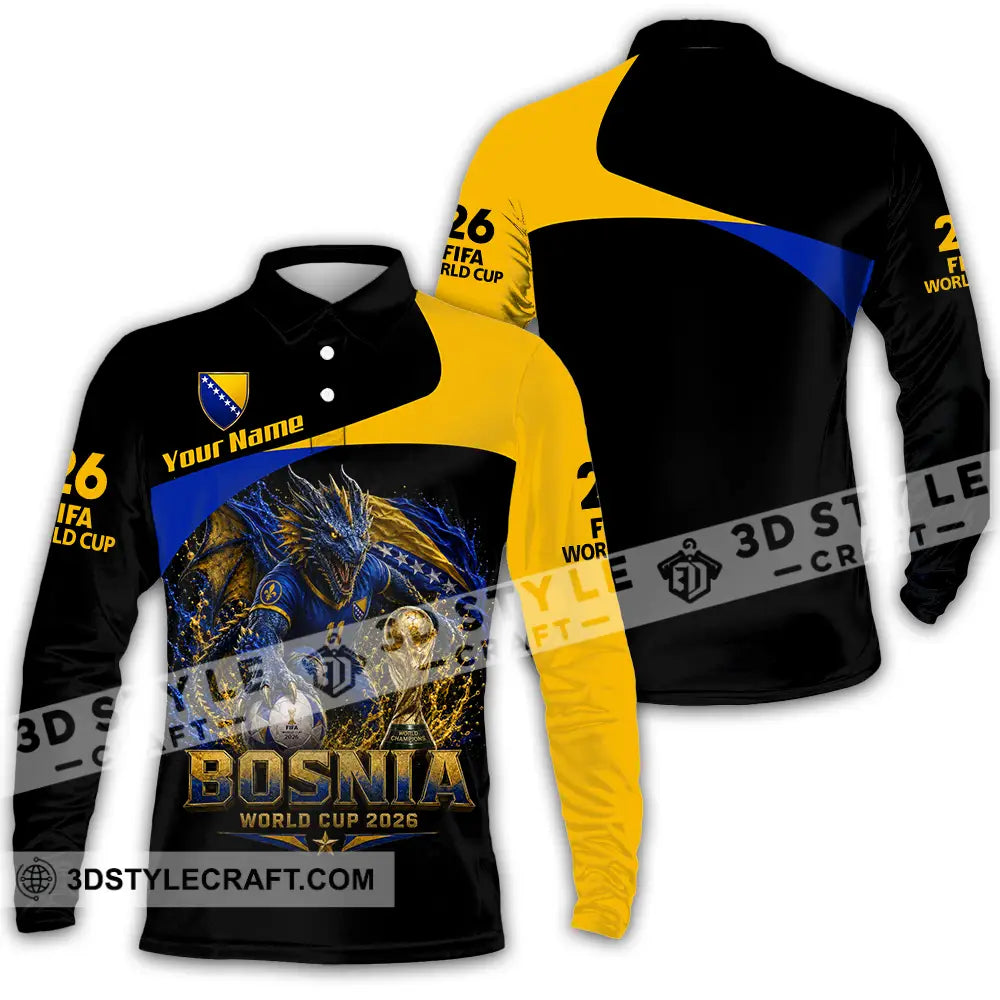 Unisex Shirt - Custom Bosnia World Cup 2026 Shirt - Long Sleeve Polo / S - T-shirt