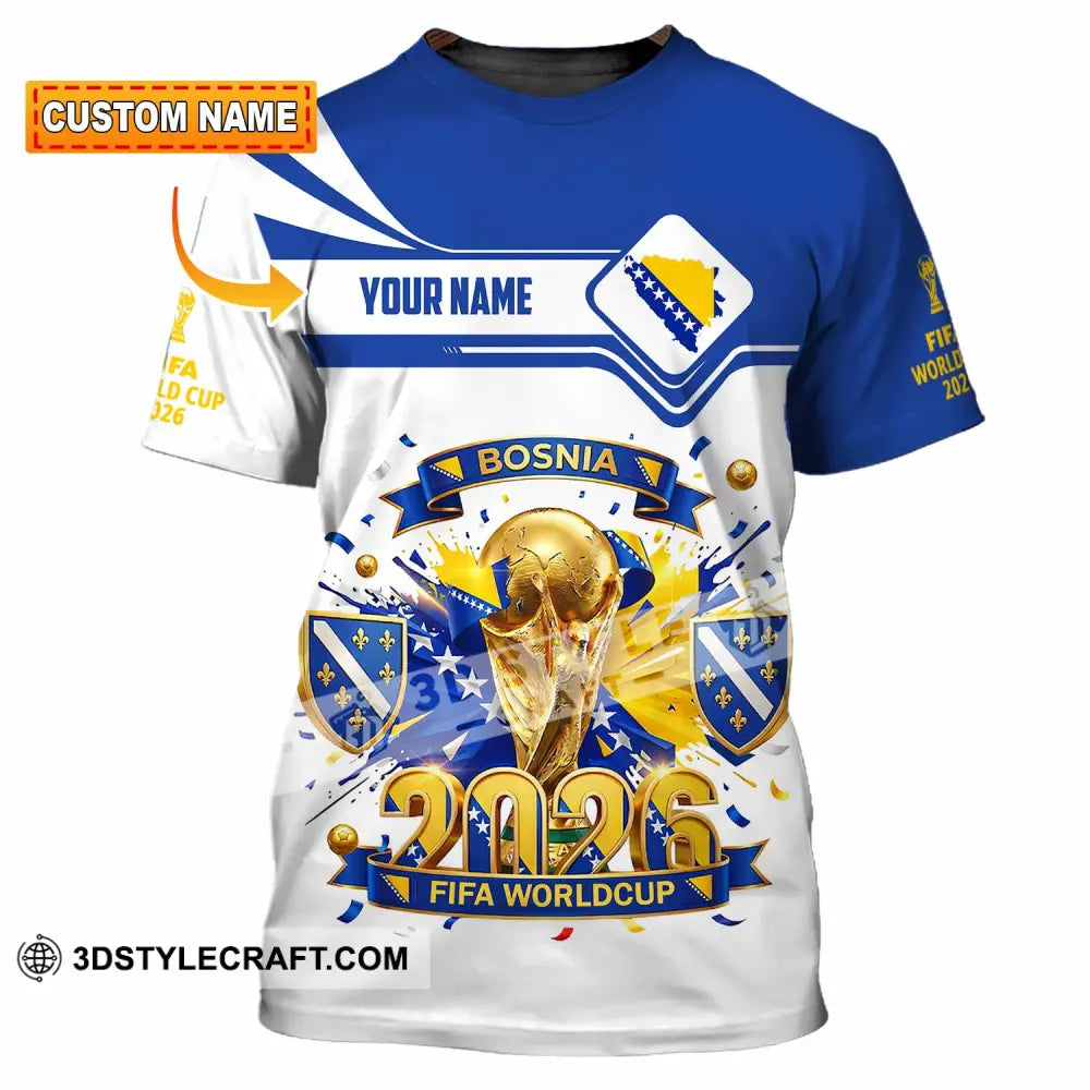 Unisex Shirt - Custom Bosnia World Cup 2026 3D Shirt - T-shirt