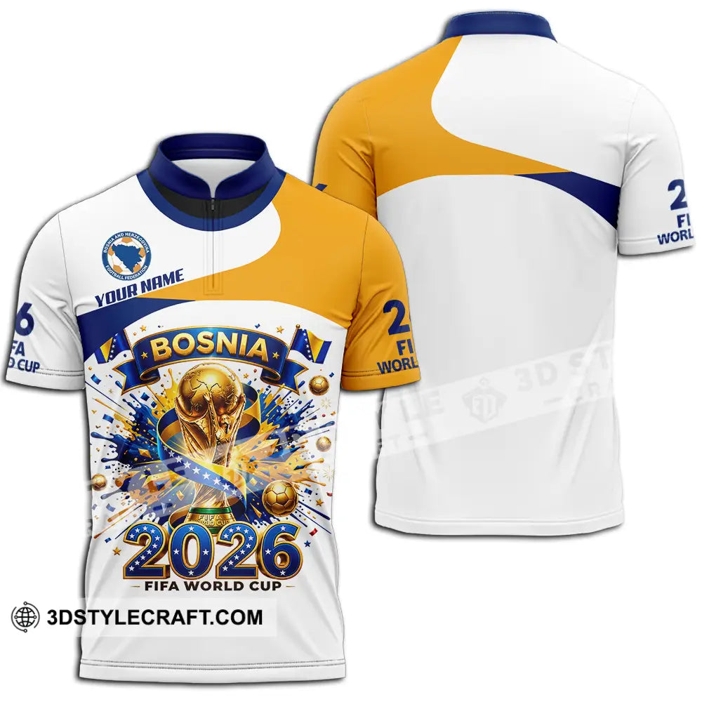 Unisex Shirt - Custom Bosnia World Cup 2026 3D Shirt - Zipper Polo Shirt / S - T-shirt