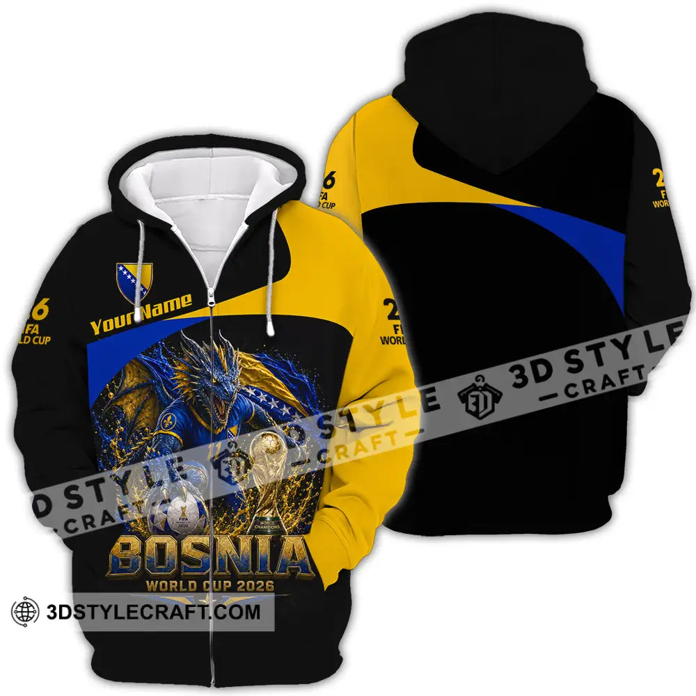 Unisex Shirt - Custom Bosnia World Cup 2026 Shirt - Zipper Hoodie / S - T-shirt
