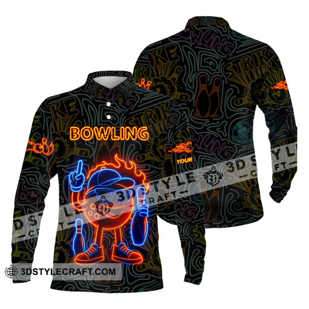Unisex Shirt - Custom Bowling Shirt Long Sleeve Polo / S T-shirt
