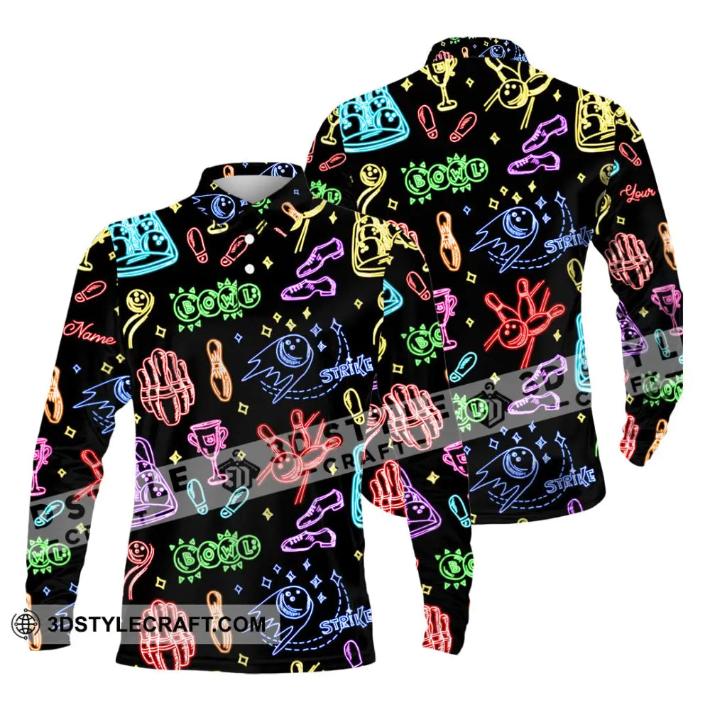 Unisex Shirt - Custom Bowling Strike Shirt Long Sleeve Polo / S T-shirt
