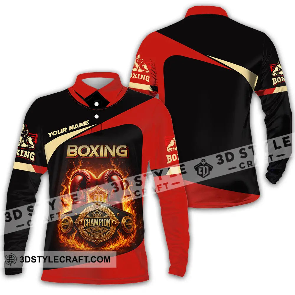 Unisex Shirt - Custom Boxing 3D Shirt Long Sleeve Polo / S T-shirt