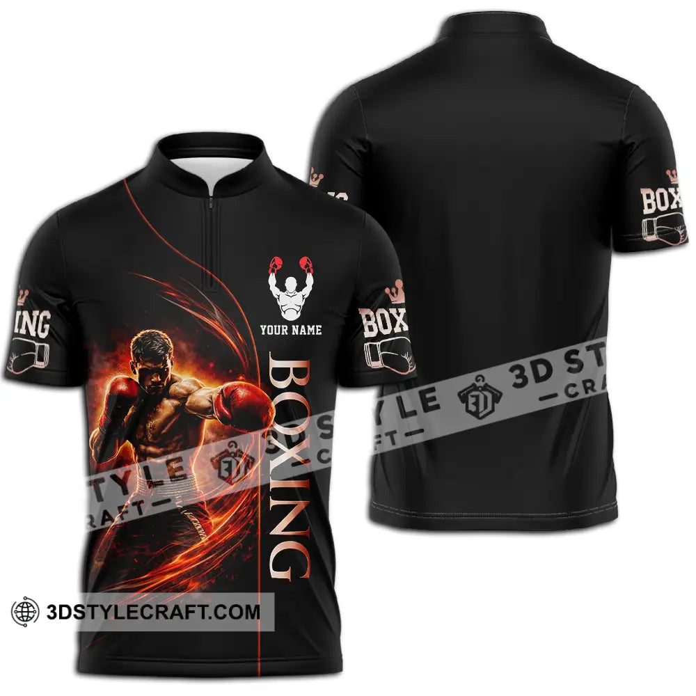 Unisex Shirt - Custom Boxing 3D Shirt - Zipper Polo Shirt / S - T-shirt