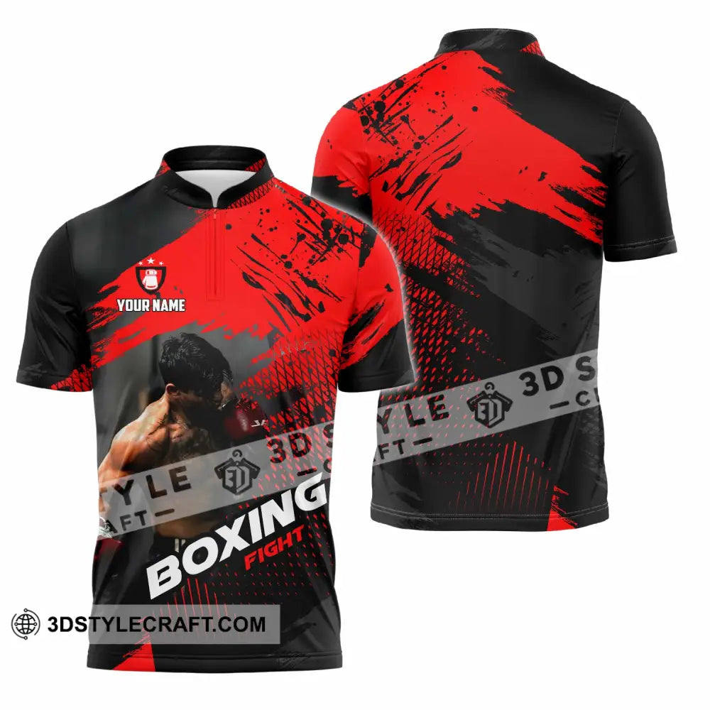 Unisex Shirt - Custom Boxing Fight 3D Shirt - Zipper Polo Shirt / S - T-shirt