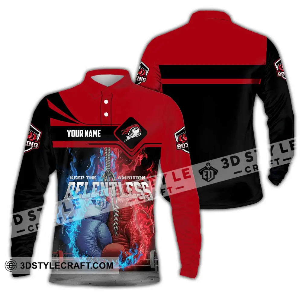 Unisex Shirt - Custom Boxing Keep The Ambition Release 3D Shirt Long Sleeve Polo / S T-shirt
