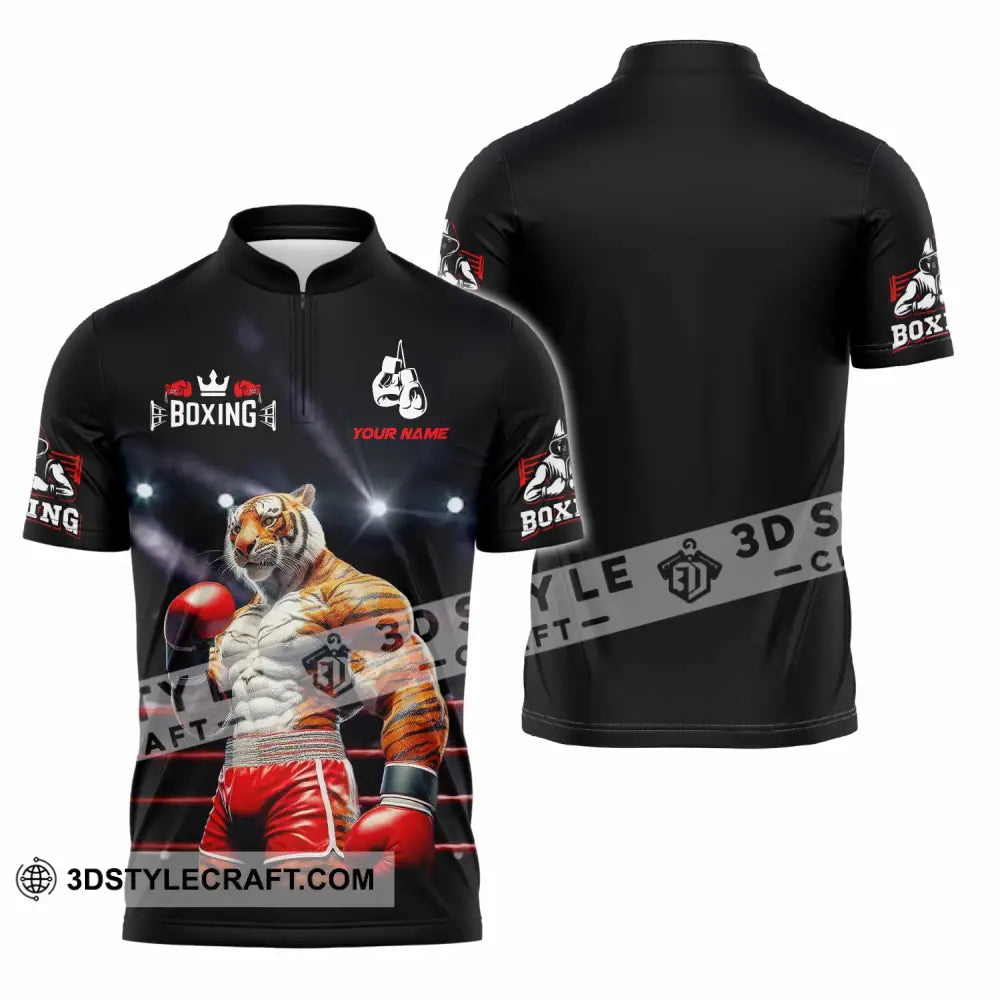 Unisex Shirt - Custom Boxing Tiger Shirt Zipper Polo Shirt / S T-shirt