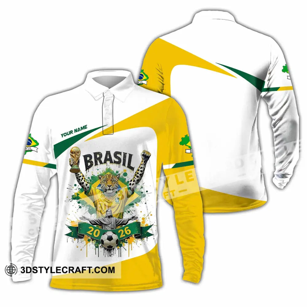 Unisex Shirt - Custom Brasil 3D Shirt Long Sleeve Polo / S T-shirt