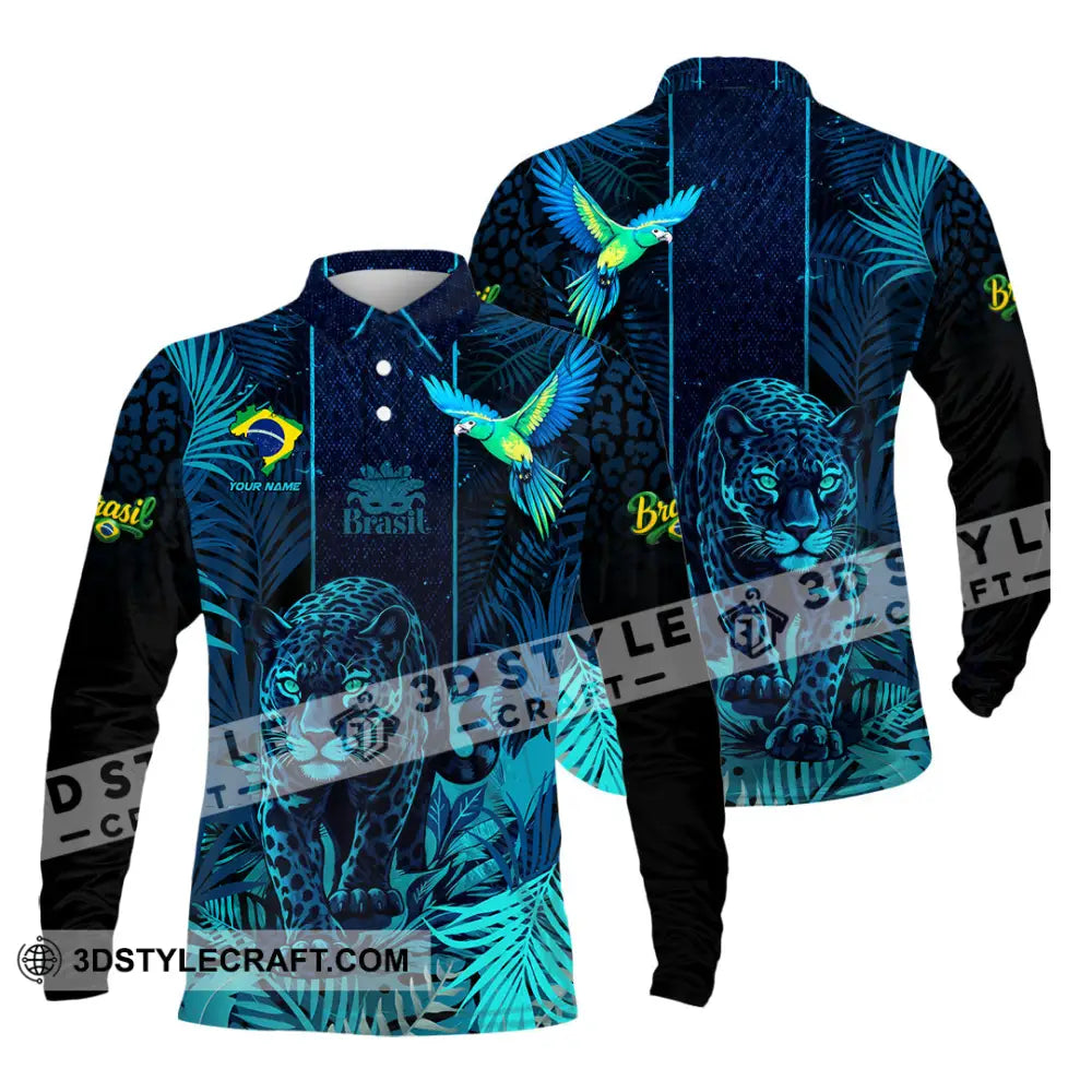 Unisex Shirt - Custom Brasil 3D Shirt Long Sleeve Polo / S T-shirt