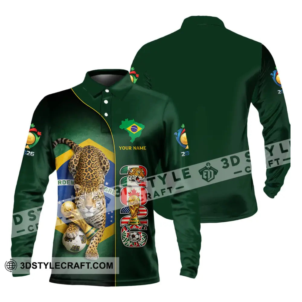 Unisex Shirt - Custom Brasil World Cup 2026 3D Shirt Long Sleeve Polo / S T-shirt