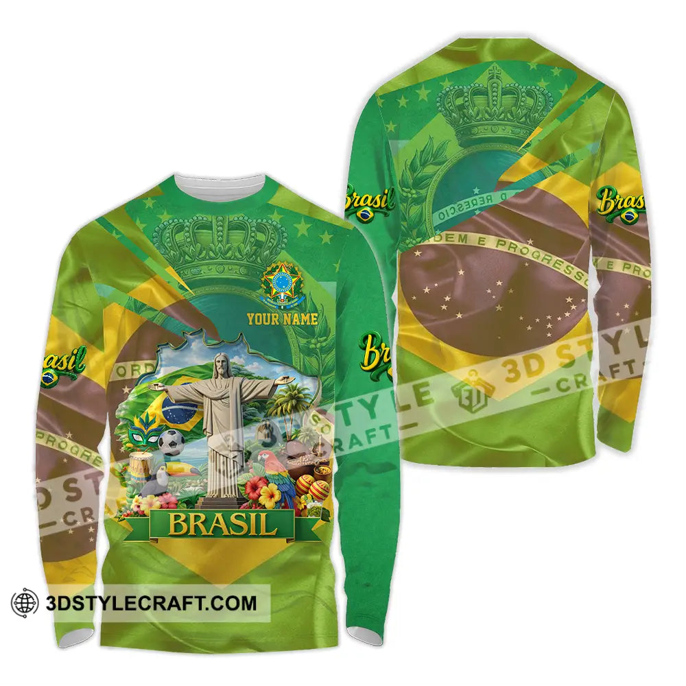 Unisex Shirt - Custom Brasil 3D Shirt Long Sleeve Shirt / S T-shirt