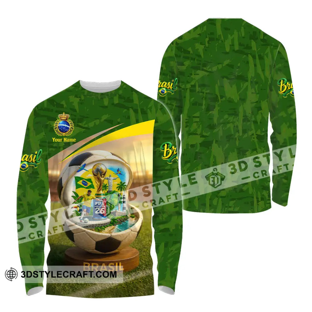Unisex Shirt - Custom Brasil World Cup 2026 3D Shirt Long Sleeve Shirt / S T-shirt