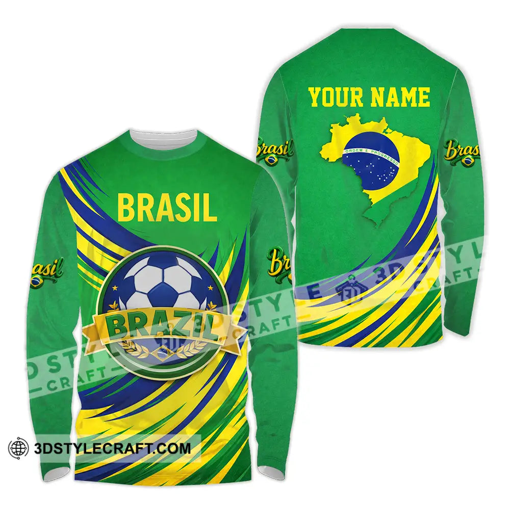 Unisex Shirt - Custom Brasil 3D Shirt Long Sleeve Shirt / S T-shirt